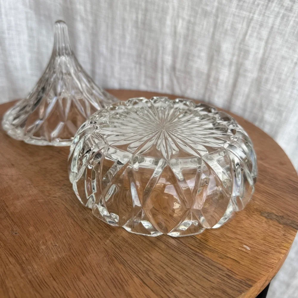 Vintage Godinger Clear Crystal‎ Hershey Kiss Lidded Covered Trinket Candy Dish